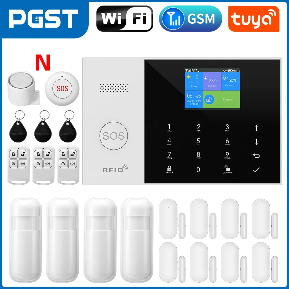 PGST Tuya Smart GSM & WiFi Home Alarm System โ Wireless Security with App & Voice Control