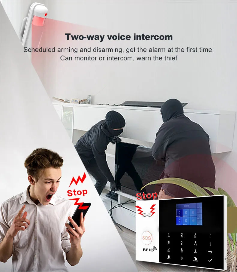 PGST Tuya Smart GSM & WiFi Home Alarm System โ Wireless Security with App & Voice Control