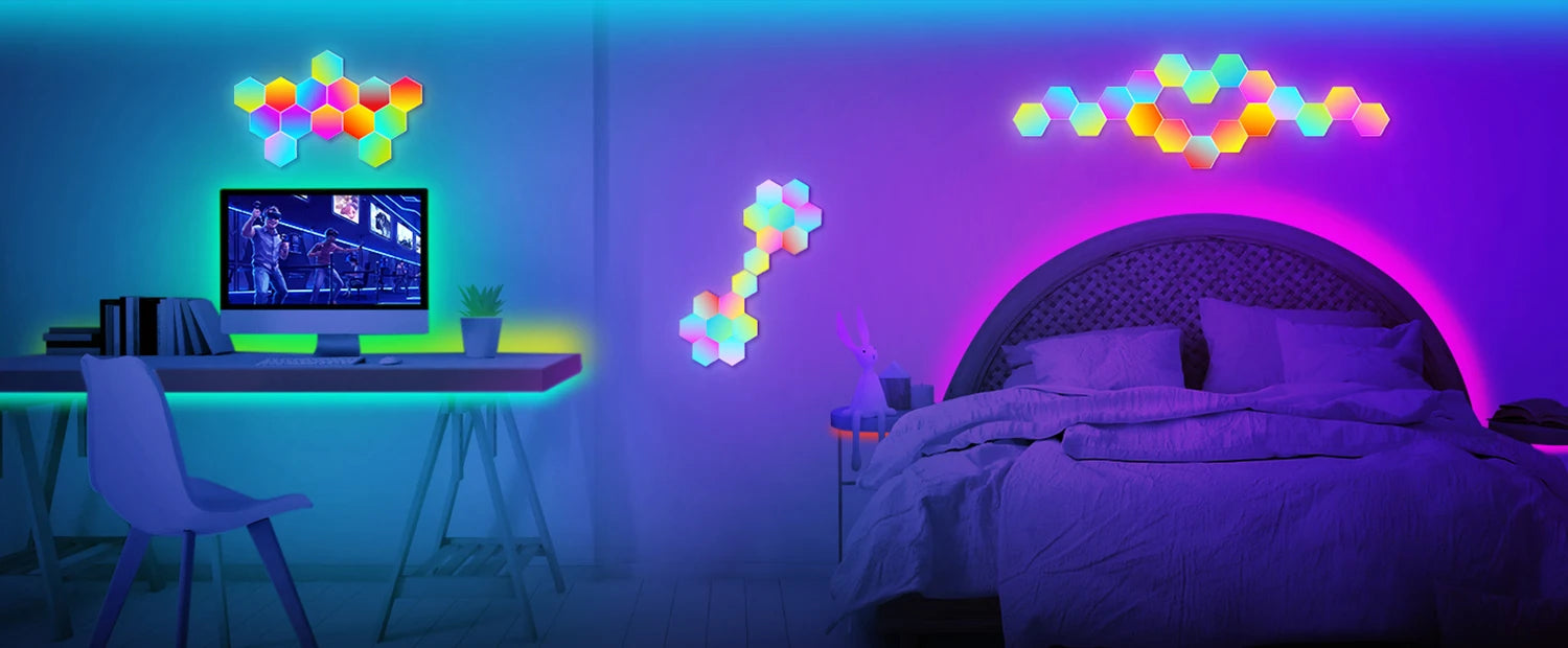 RGB Smart Hexagonal Wall Lamp – Color Changing Ambient Light