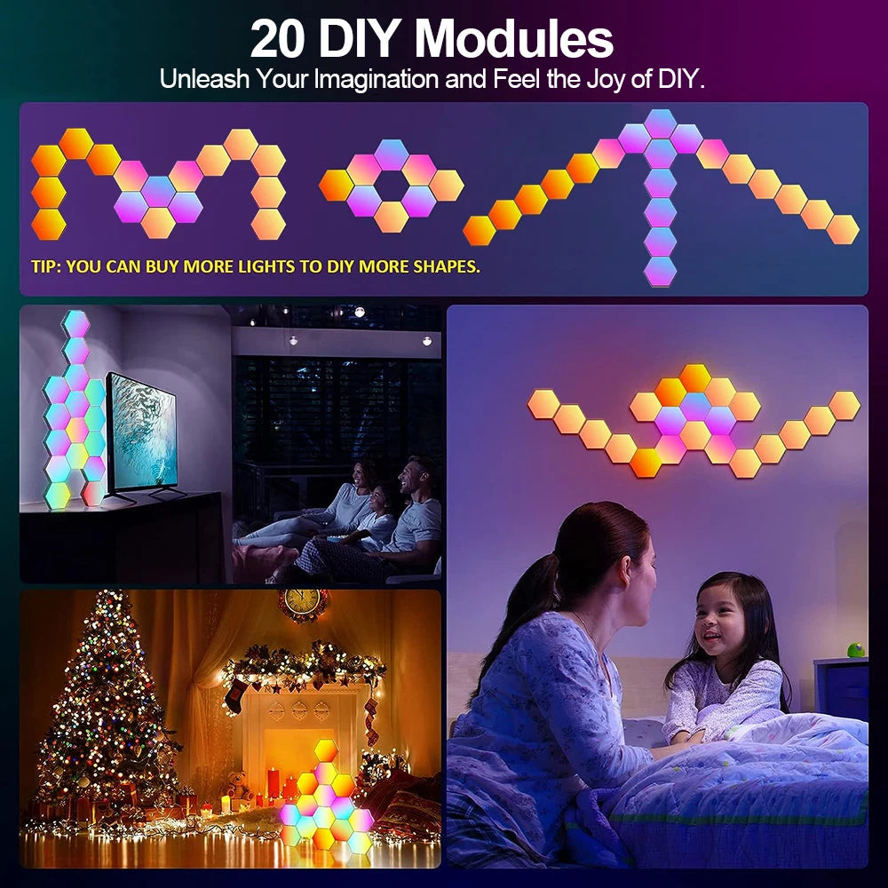 RGB Smart Hexagonal Wall Lamp – Color Changing Ambient Light