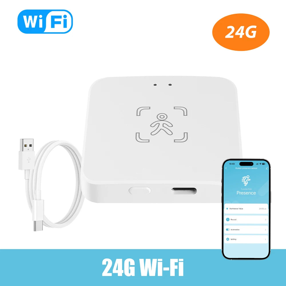 Tuya WiFi/Zigbee Human Presence Detector – Smart mmWave Radar & PIR Motion Sensor (DC5V)