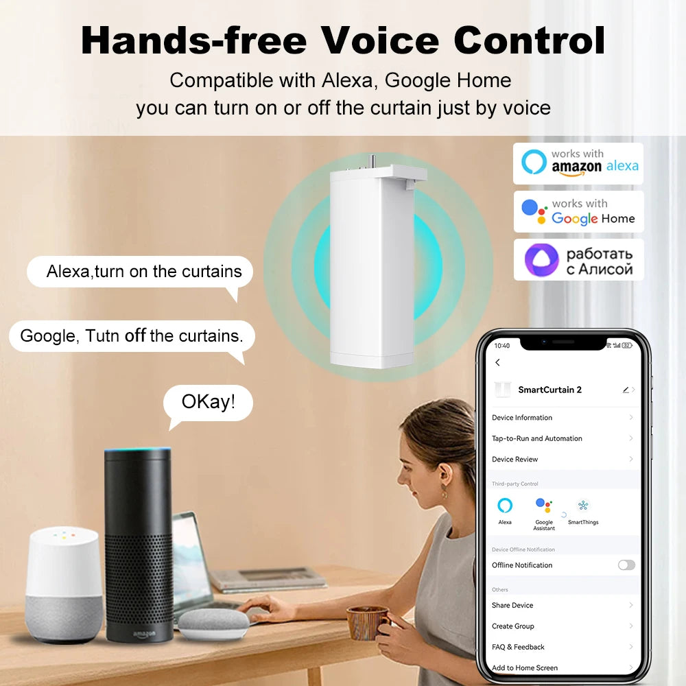 Tuya 155MM 4rd Smart Zigbee/WiFi Electric Curtain Shutter Motor – Silent Operation with App & Voice Control