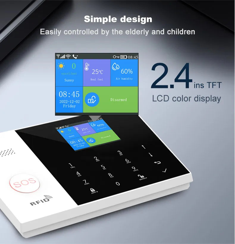 PGST Tuya Smart GSM & WiFi Home Alarm System โ Wireless Security with App & Voice Control