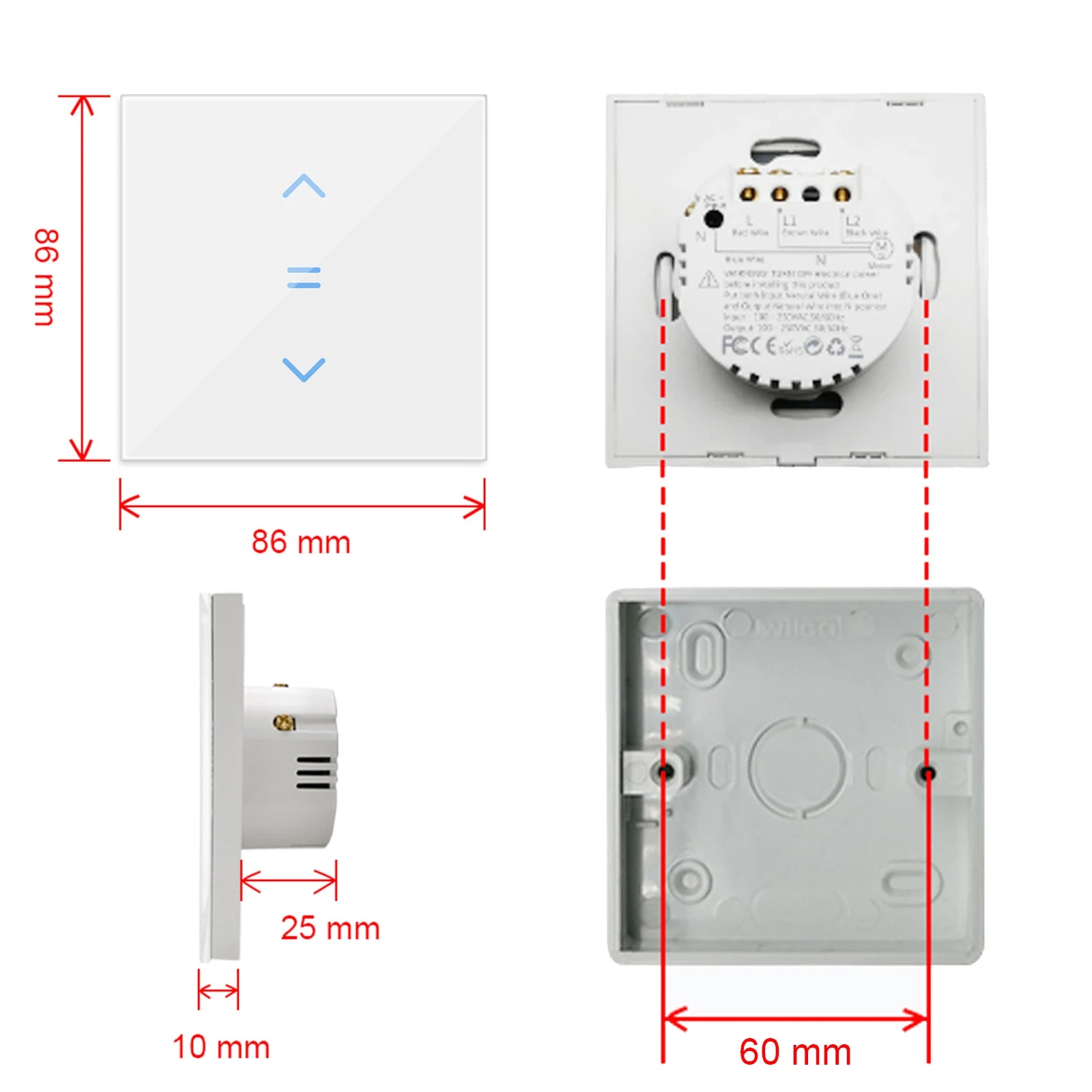 LoraTap Tuya Smart WiFi Curtain & Blinds Switch – Backlight Touch Panel for Roller Shutters