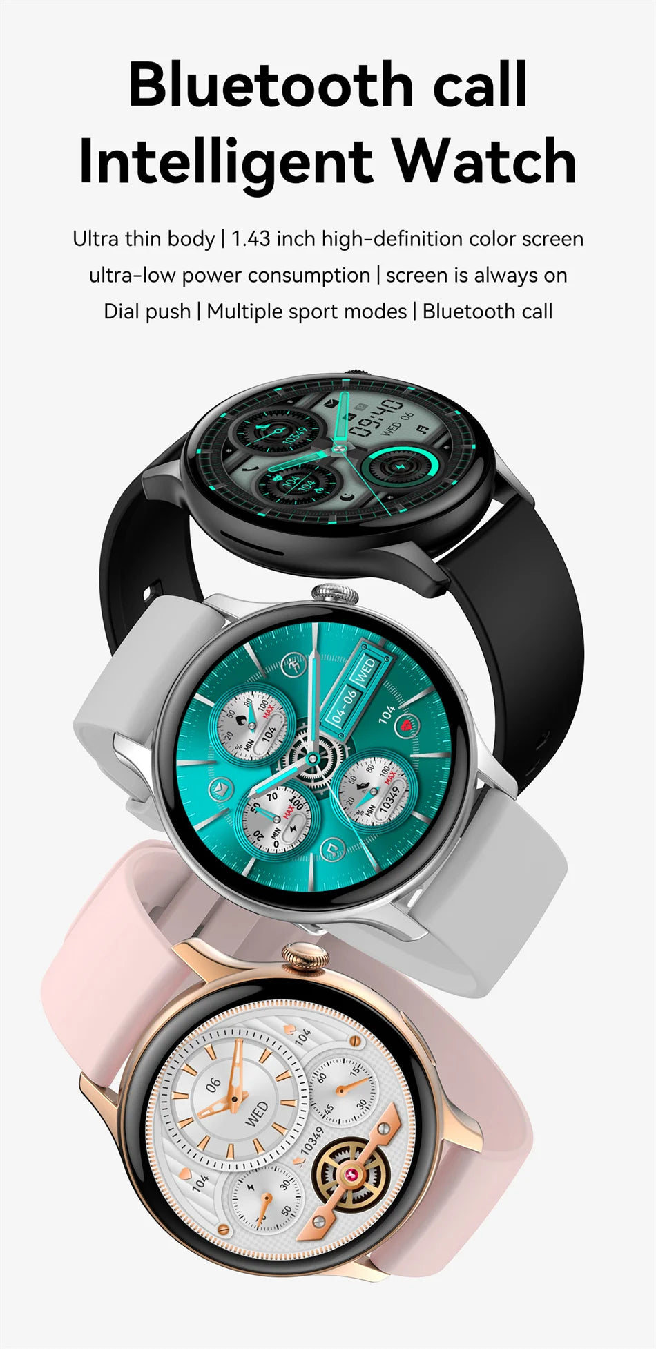 2024 True AMOLED Smartwatch for Women – Always-On Display, Voice Calling & Health Tracker