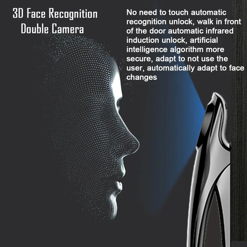 WiFi Tuya APP Face Recognition Smart Door Lock with Camera: