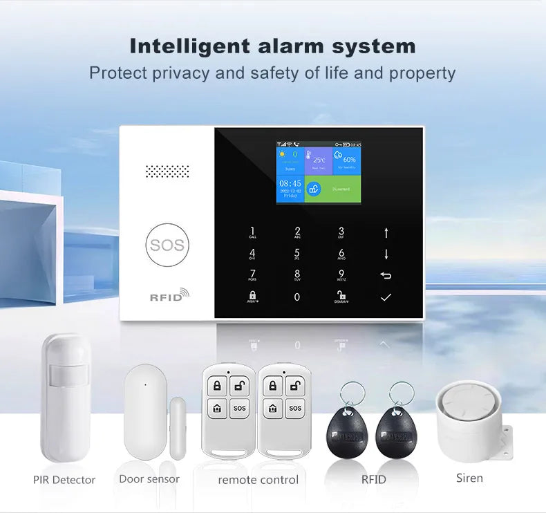 PGST Tuya Smart GSM & WiFi Home Alarm System โ Wireless Security with App & Voice Control