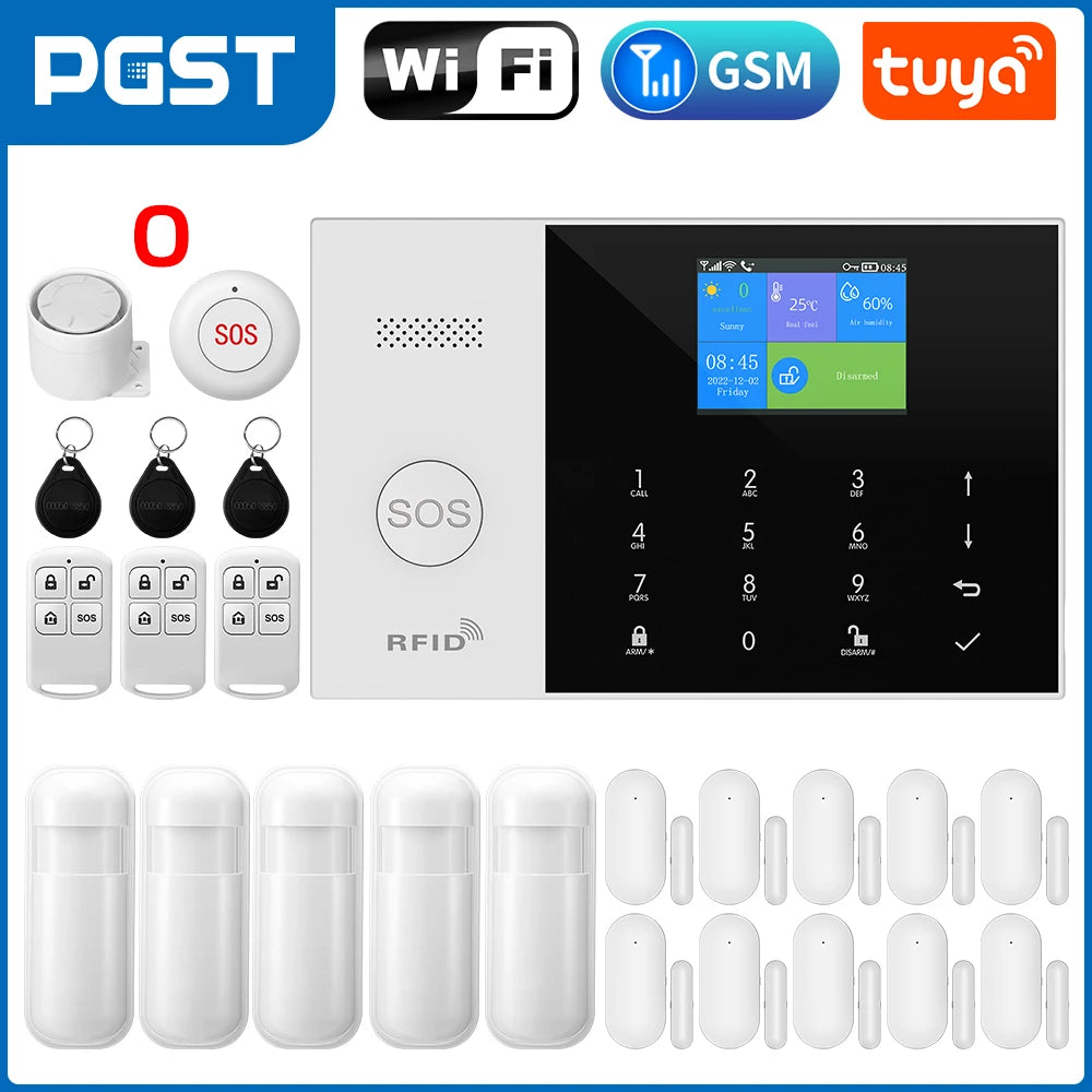 PGST Tuya Smart GSM & WiFi Home Alarm System โ Wireless Security with App & Voice Control