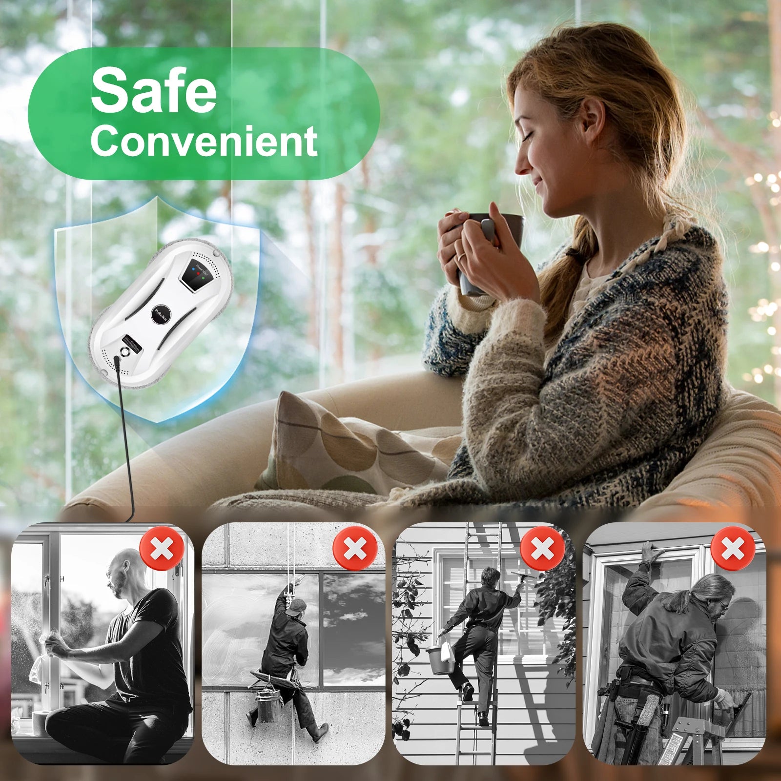 PuRuiKai Smart Window Cleaning Robot โ Automatic Glass Vacuum Cleaner