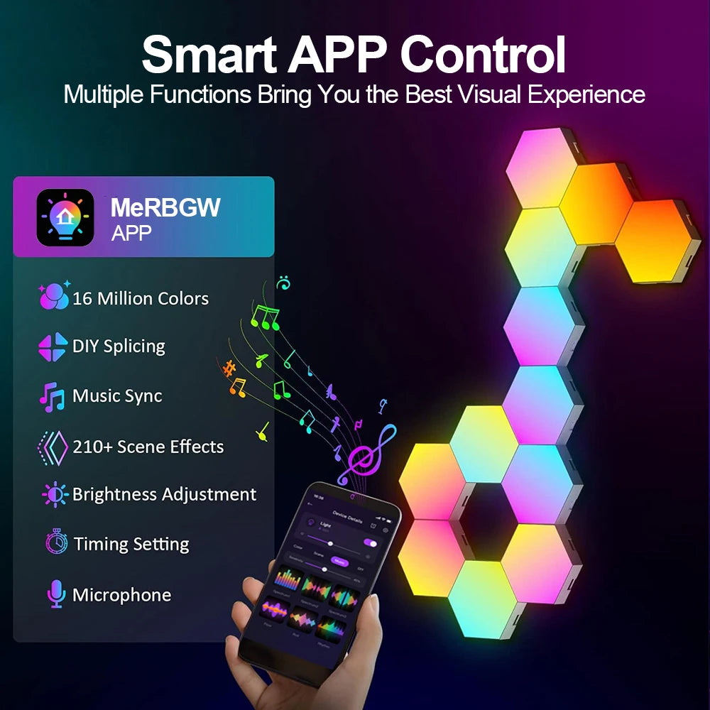 RGB Smart Hexagonal Wall Lamp – Color Changing Ambient Light