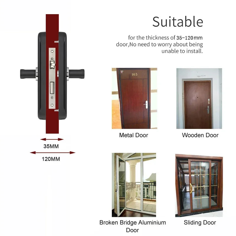 WiFi Tuya APP Face Recognition Smart Door Lock with Camera: