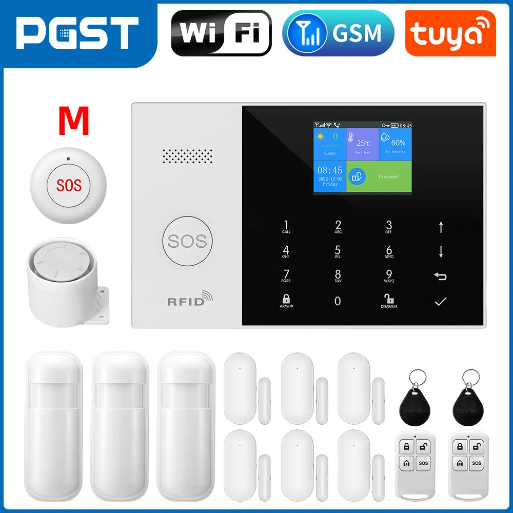 PGST Tuya Smart GSM & WiFi Home Alarm System โ Wireless Security with App & Voice Control
