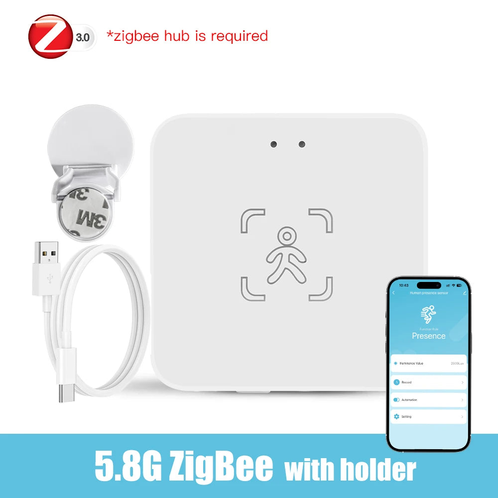 Tuya WiFi/Zigbee Human Presence Detector – Smart mmWave Radar & PIR Motion Sensor (DC5V)