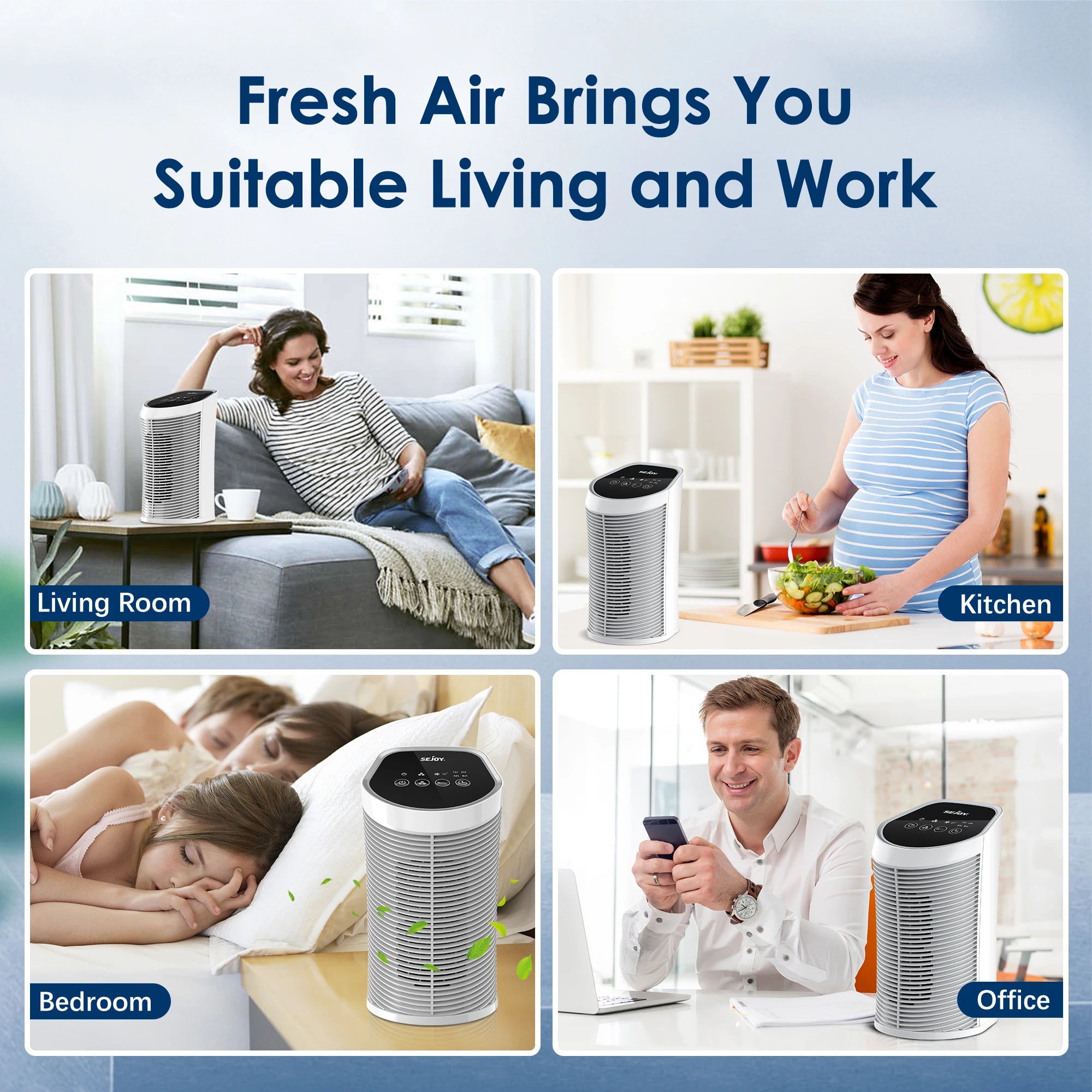 Sejoy Air Purifier – HEPA Filter with Ionizer for Rooms up to 200 sq. ft