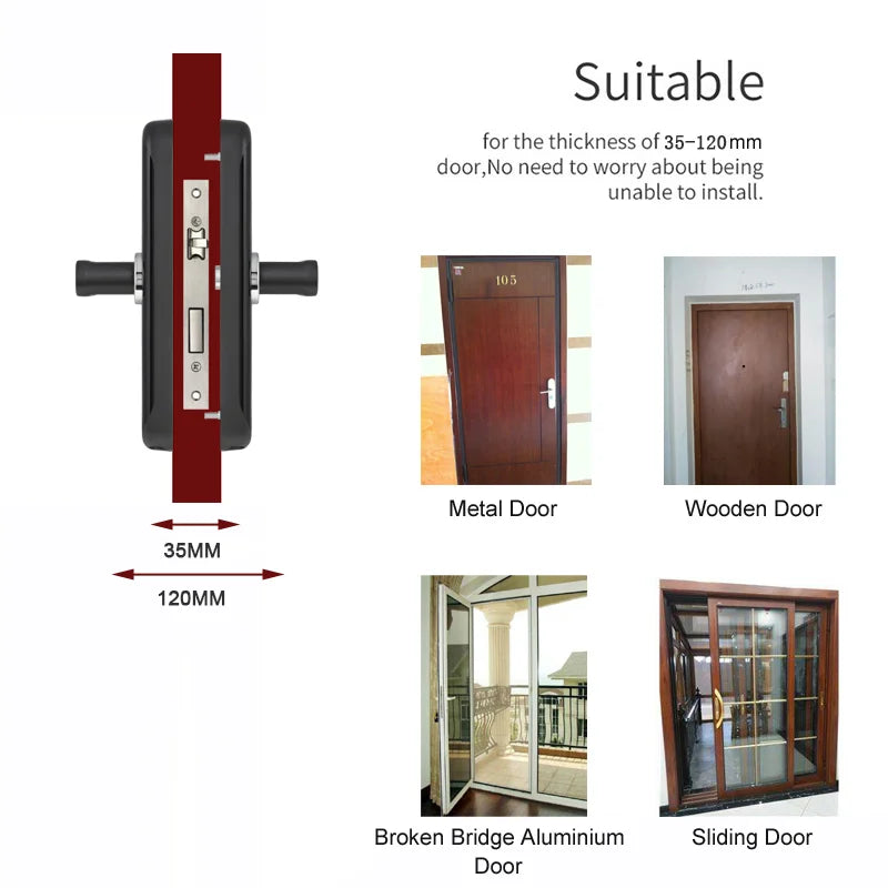 WiFi Tuya APP Face Recognition Smart Door Lock with Camera: