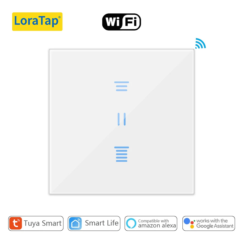LoraTap Tuya Smart WiFi Curtain & Blinds Switch – Backlight Touch Panel for Roller Shutters