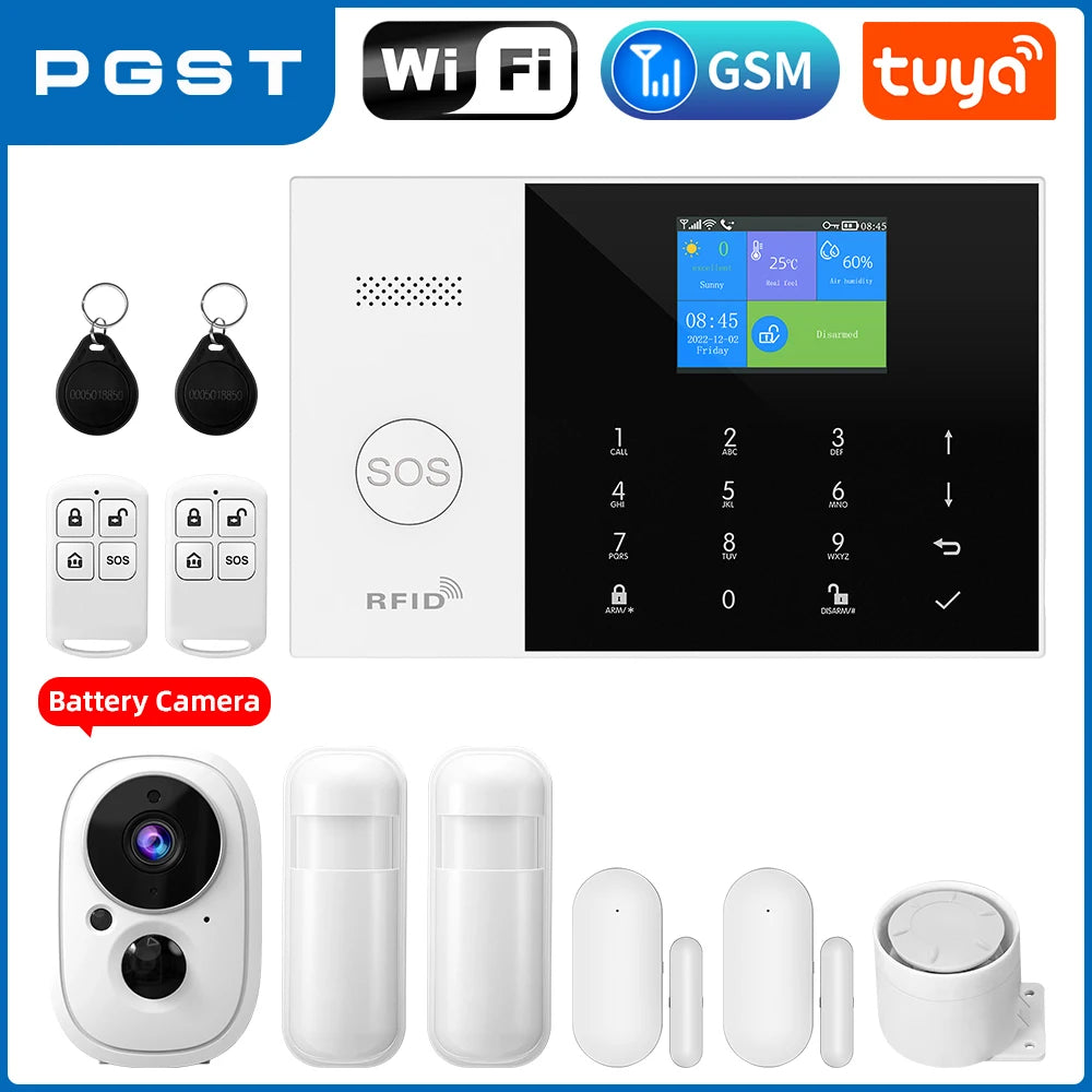 PGST Tuya Smart GSM & WiFi Home Alarm System โ Wireless Security with App & Voice Control