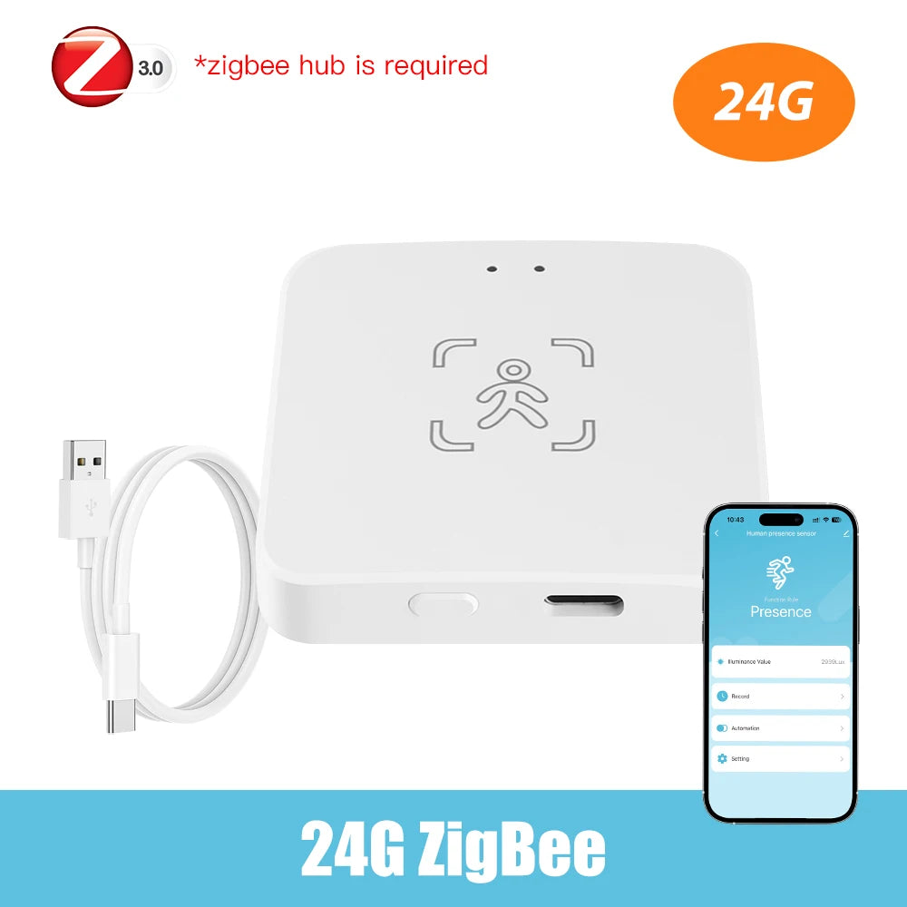 Tuya WiFi/Zigbee Human Presence Detector – Smart mmWave Radar & PIR Motion Sensor (DC5V)