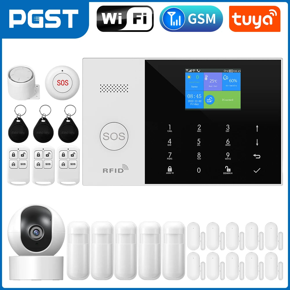 PGST Tuya Smart GSM & WiFi Home Alarm System โ Wireless Security with App & Voice Control