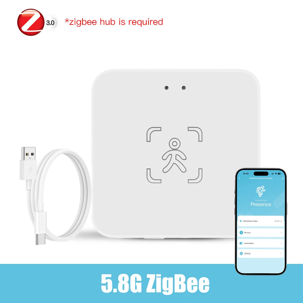 Tuya WiFi/Zigbee Human Presence Detector – Smart mmWave Radar & PIR Motion Sensor (DC5V)