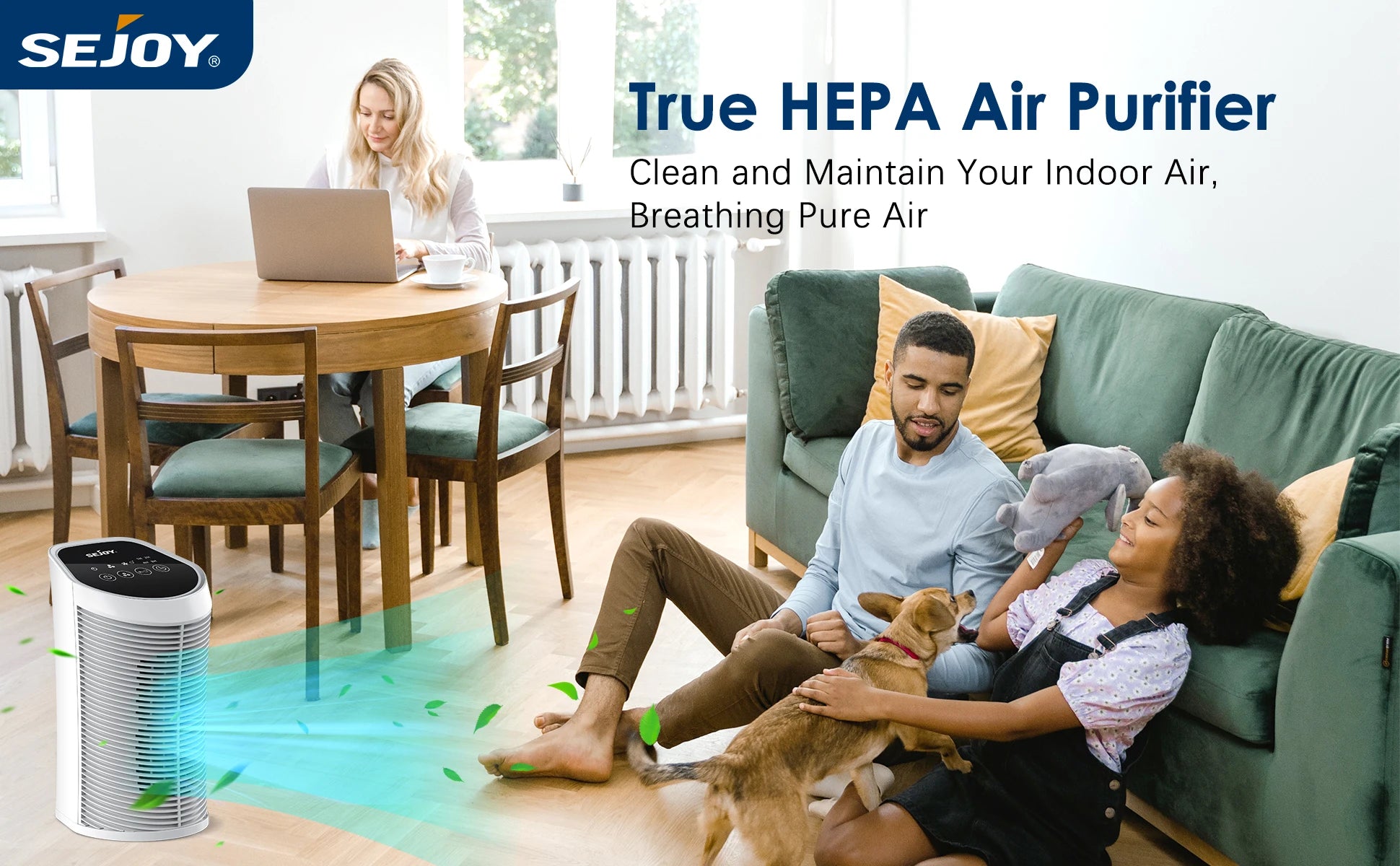 Sejoy Air Purifier – HEPA Filter with Ionizer for Rooms up to 200 sq. ft