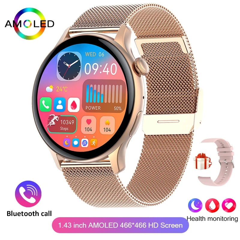 2024 True AMOLED Smartwatch for Women – Always-On Display, Voice Calling & Health Tracker