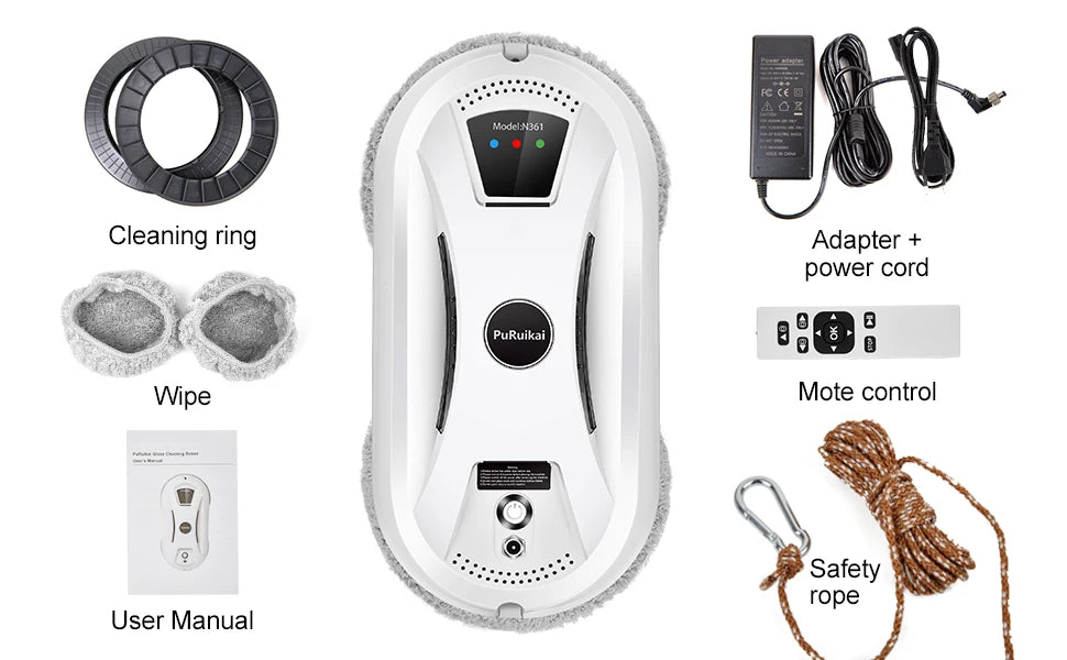 PuRuiKai Smart Window Cleaning Robot โ Automatic Glass Vacuum Cleaner