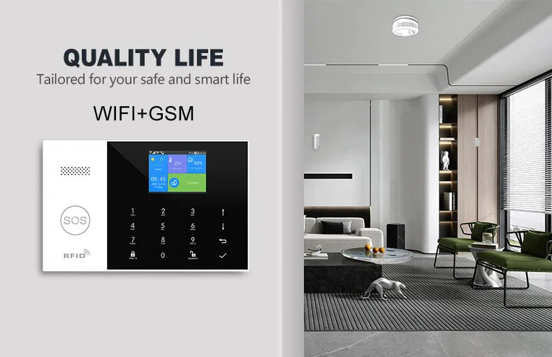 PGST Tuya Smart GSM & WiFi Home Alarm System โ Wireless Security with App & Voice Control