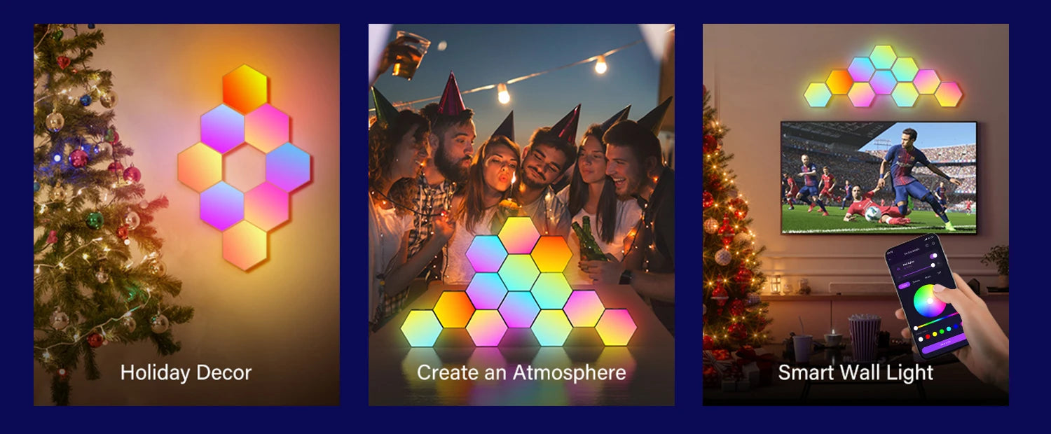 RGB Smart Hexagonal Wall Lamp – Color Changing Ambient Light