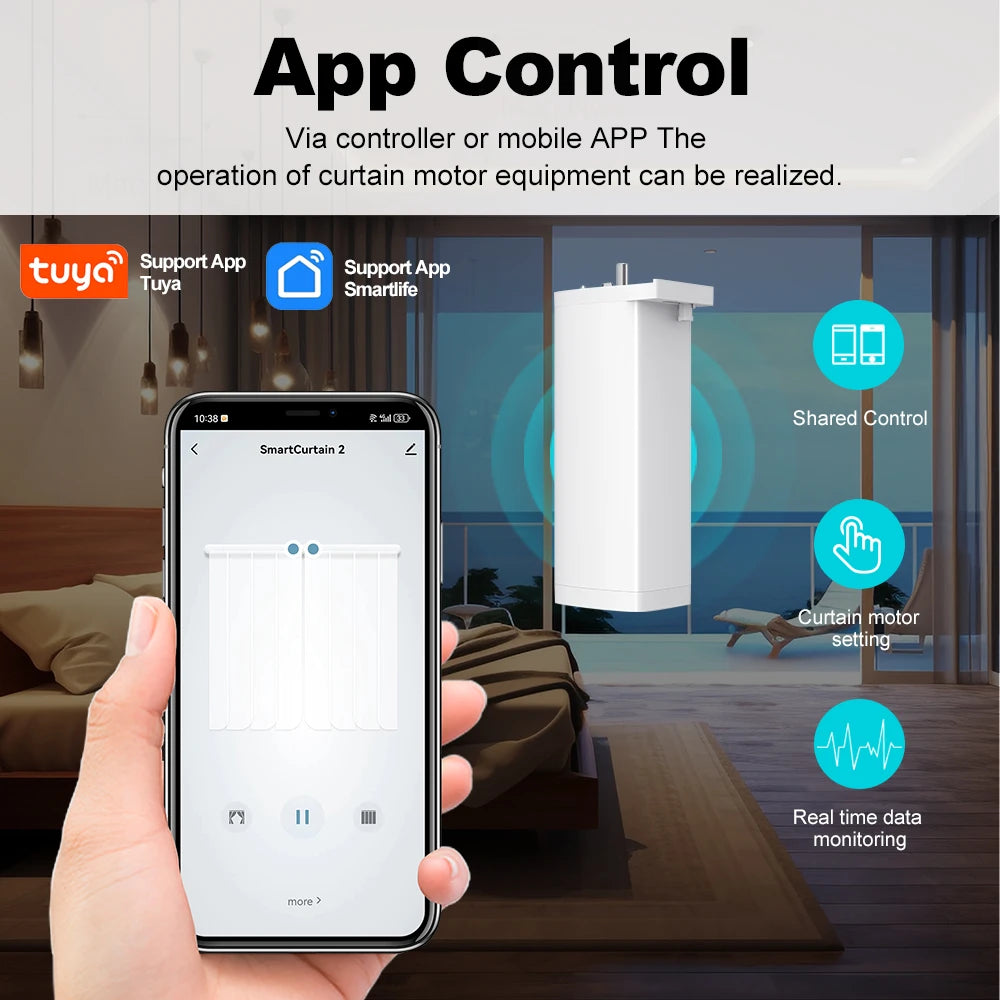 Tuya 155MM 4rd Smart Zigbee/WiFi Electric Curtain Shutter Motor – Silent Operation with App & Voice Control