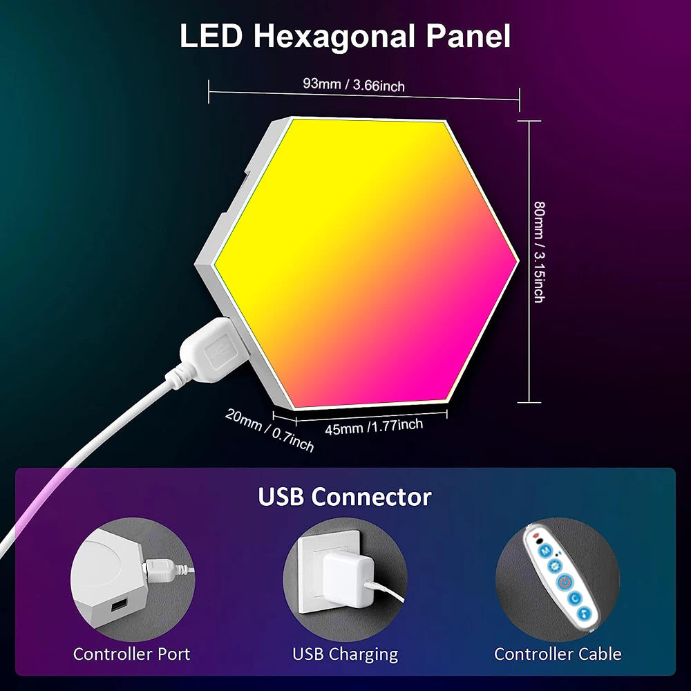RGB Smart Hexagonal Wall Lamp – Color Changing Ambient Light