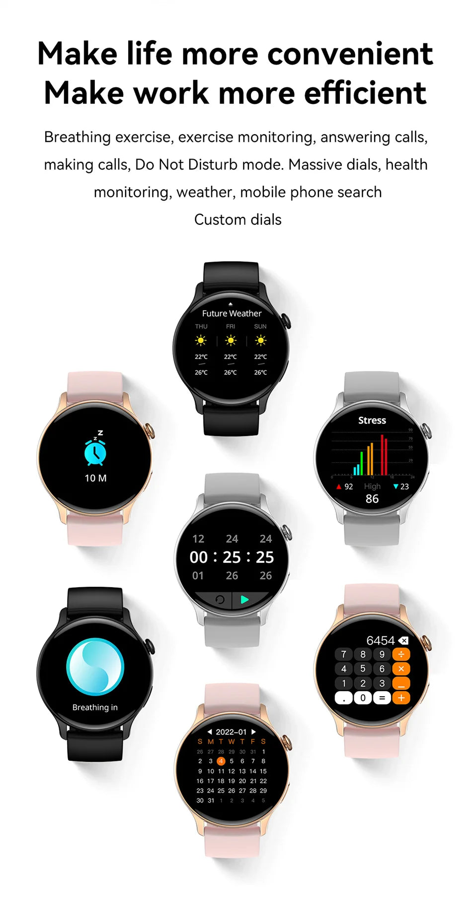 2024 True AMOLED Smartwatch for Women – Always-On Display, Voice Calling & Health Tracker