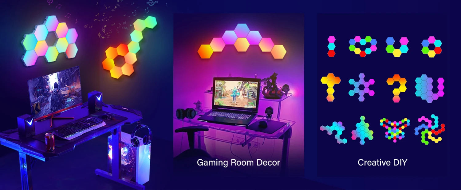 RGB Smart Hexagonal Wall Lamp – Color Changing Ambient Light