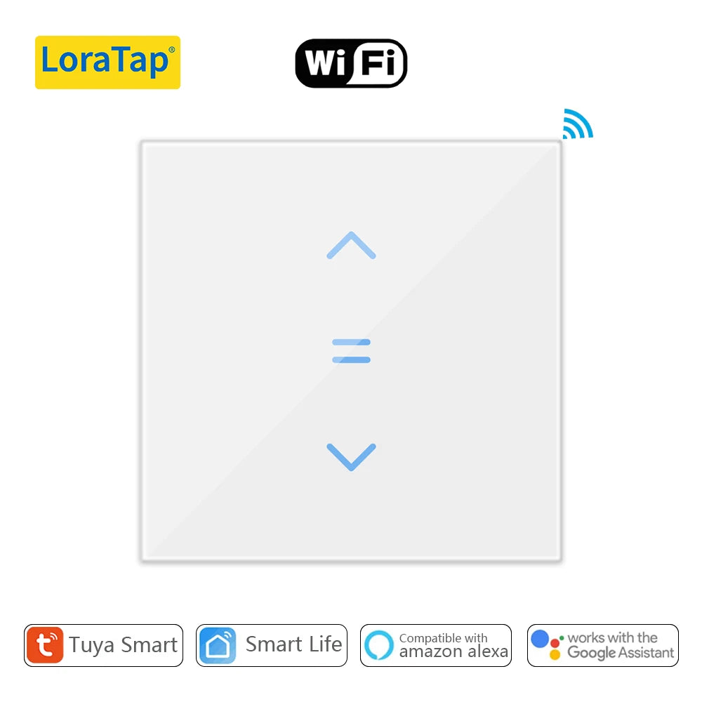 LoraTap Tuya Smart WiFi Curtain & Blinds Switch – Backlight Touch Panel for Roller Shutters