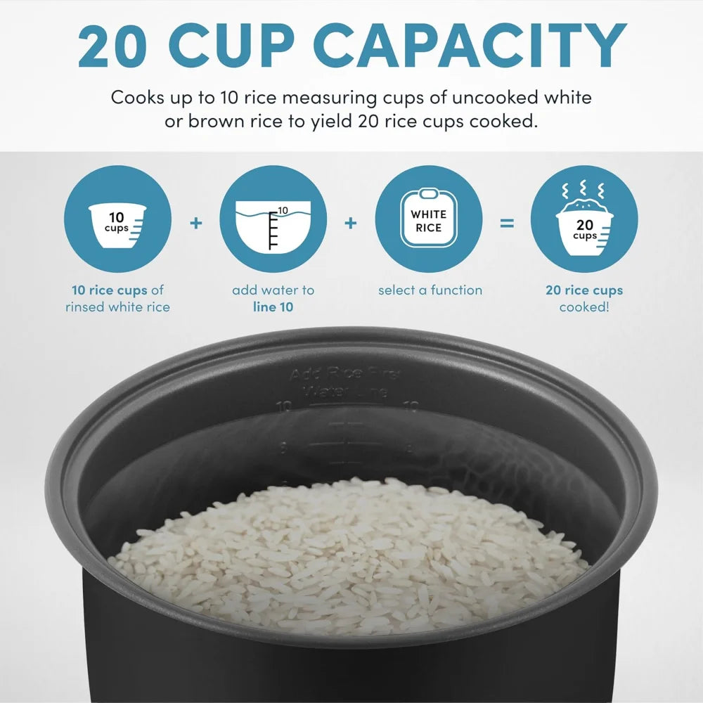 Professional 20-Cup Digital Rice Cooker, Steamer & Slow Cooker โ 5Qt. Capacity