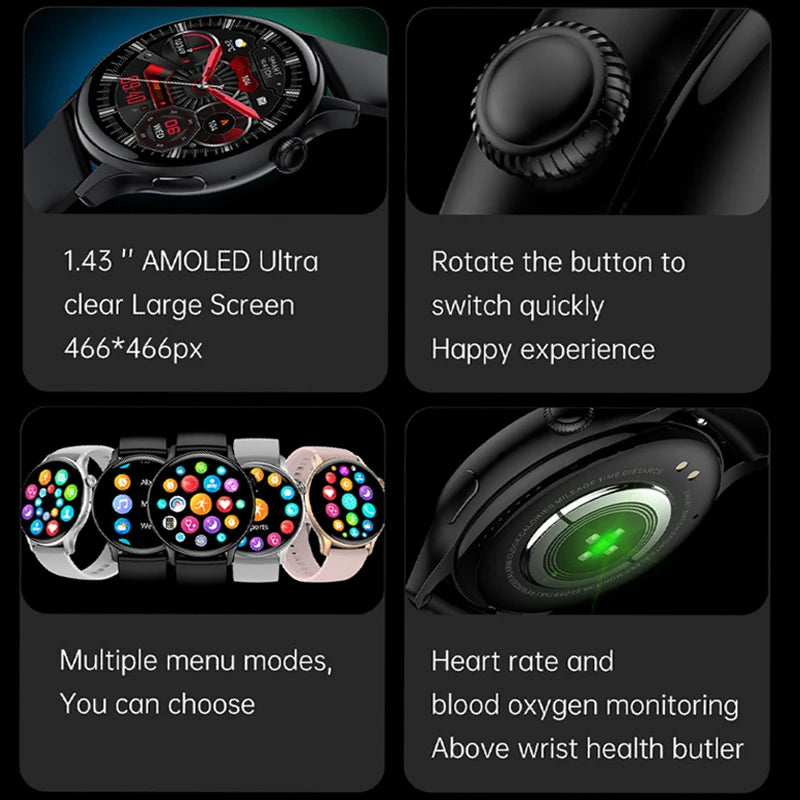 2024 True AMOLED Smartwatch for Women – Always-On Display, Voice Calling & Health Tracker