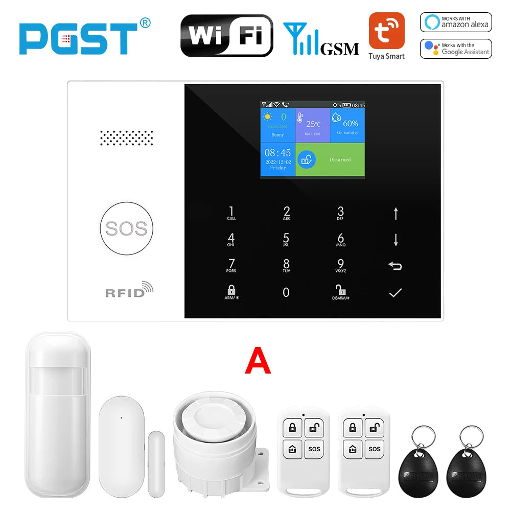 PGST Tuya Smart GSM & WiFi Home Alarm System โ Wireless Security with App & Voice Control