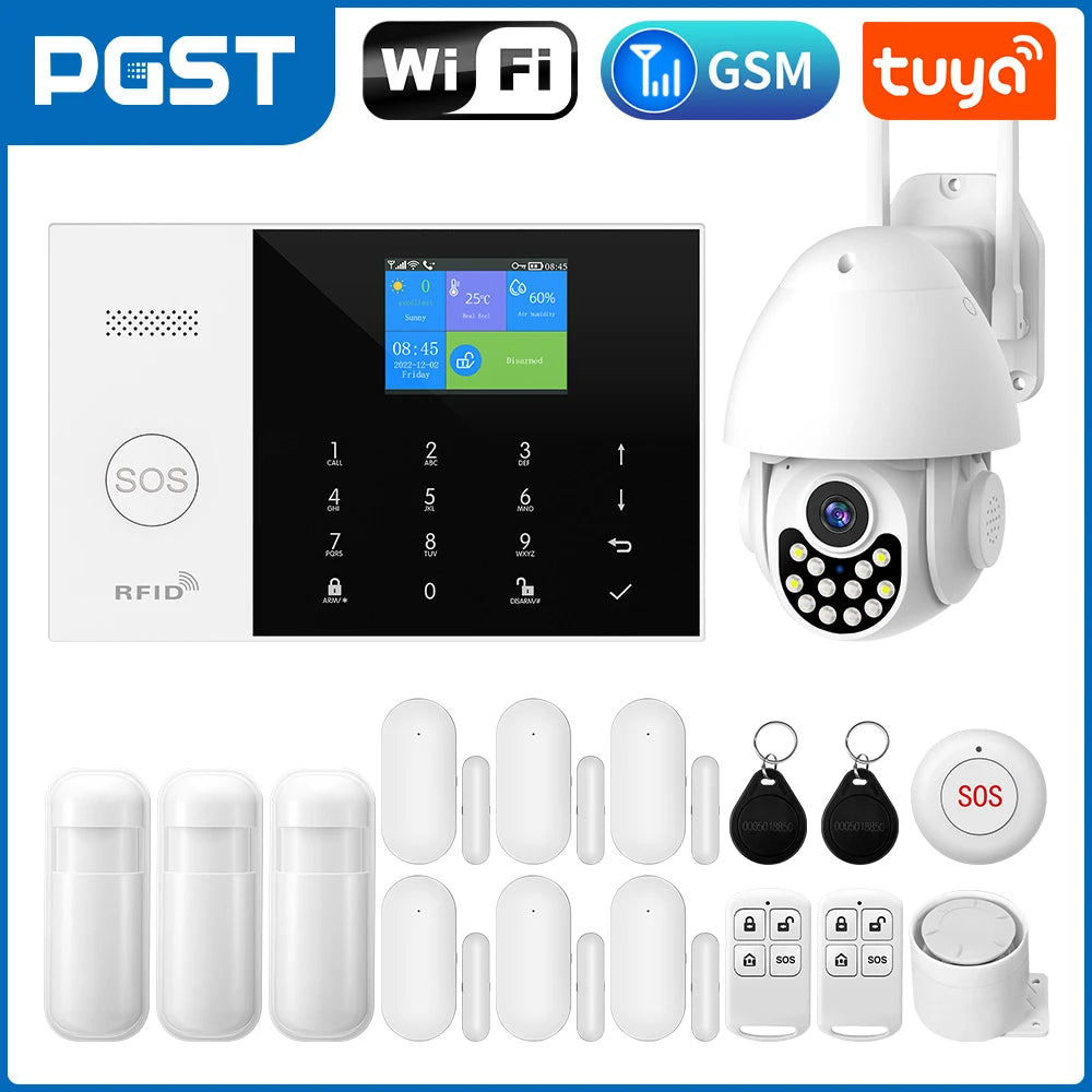 PGST Tuya Smart GSM & WiFi Home Alarm System โ Wireless Security with App & Voice Control