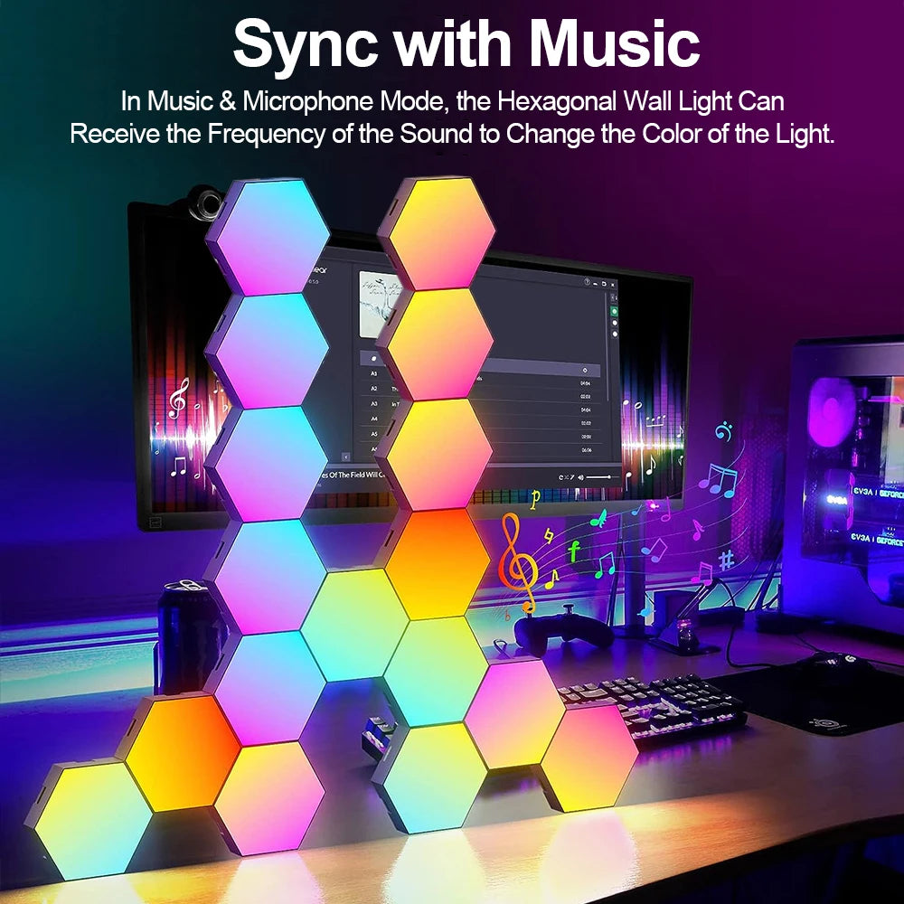 RGB Smart Hexagonal Wall Lamp – Color Changing Ambient Light