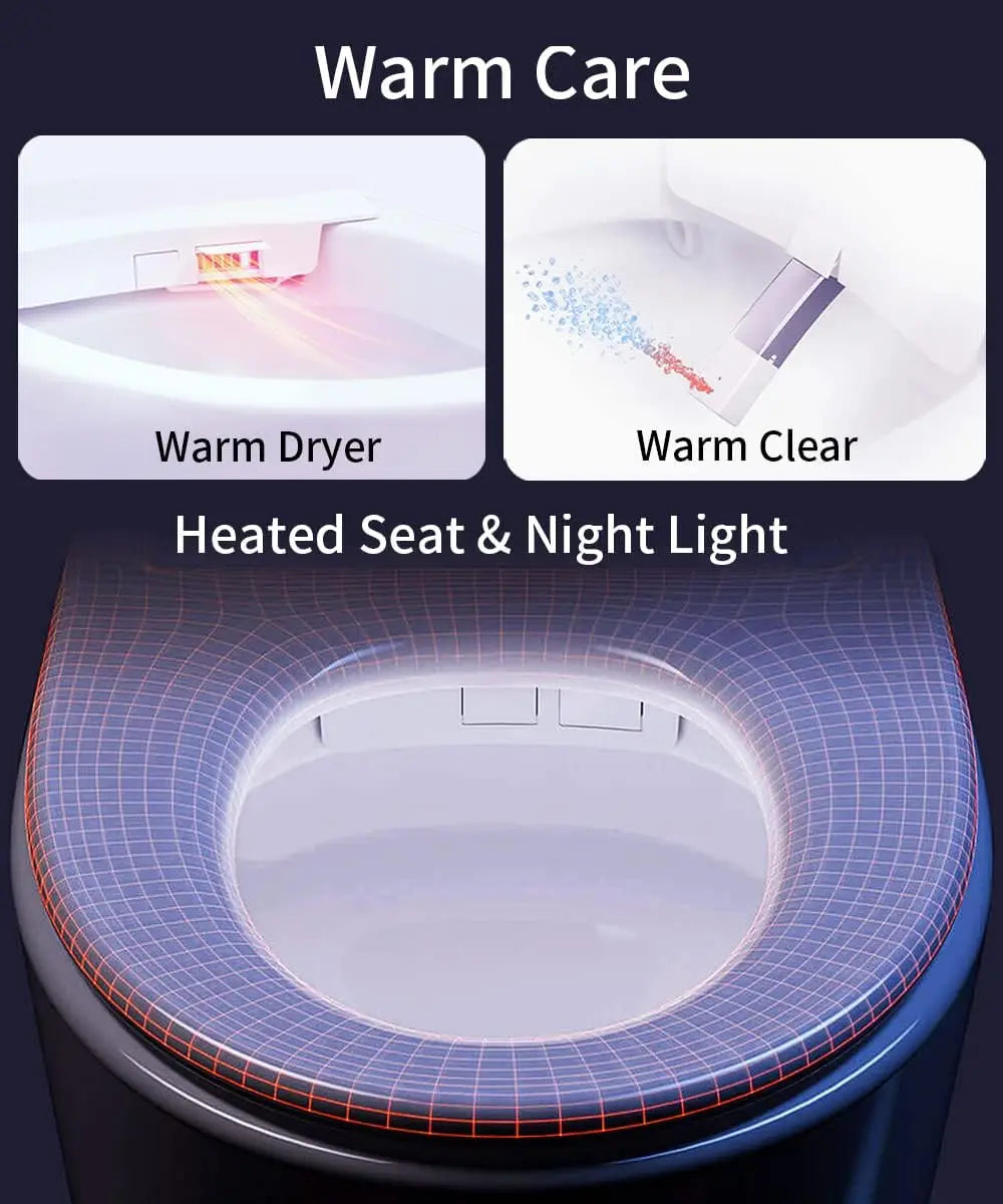 Smart Toilet with Heated Seat, Auto Flush, Foot Kick Flush, and Built-in Bidet