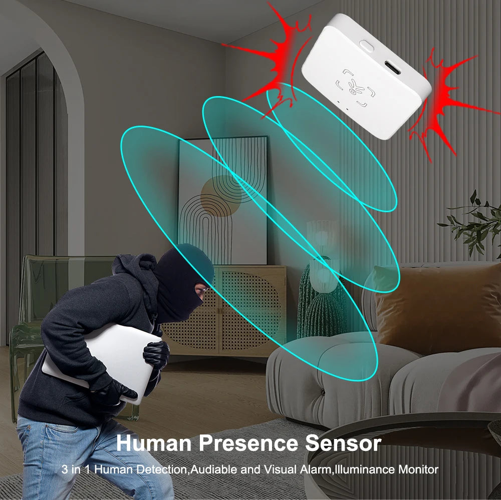 Tuya WiFi/Zigbee Human Presence Detector – Smart mmWave Radar & PIR Motion Sensor (DC5V)