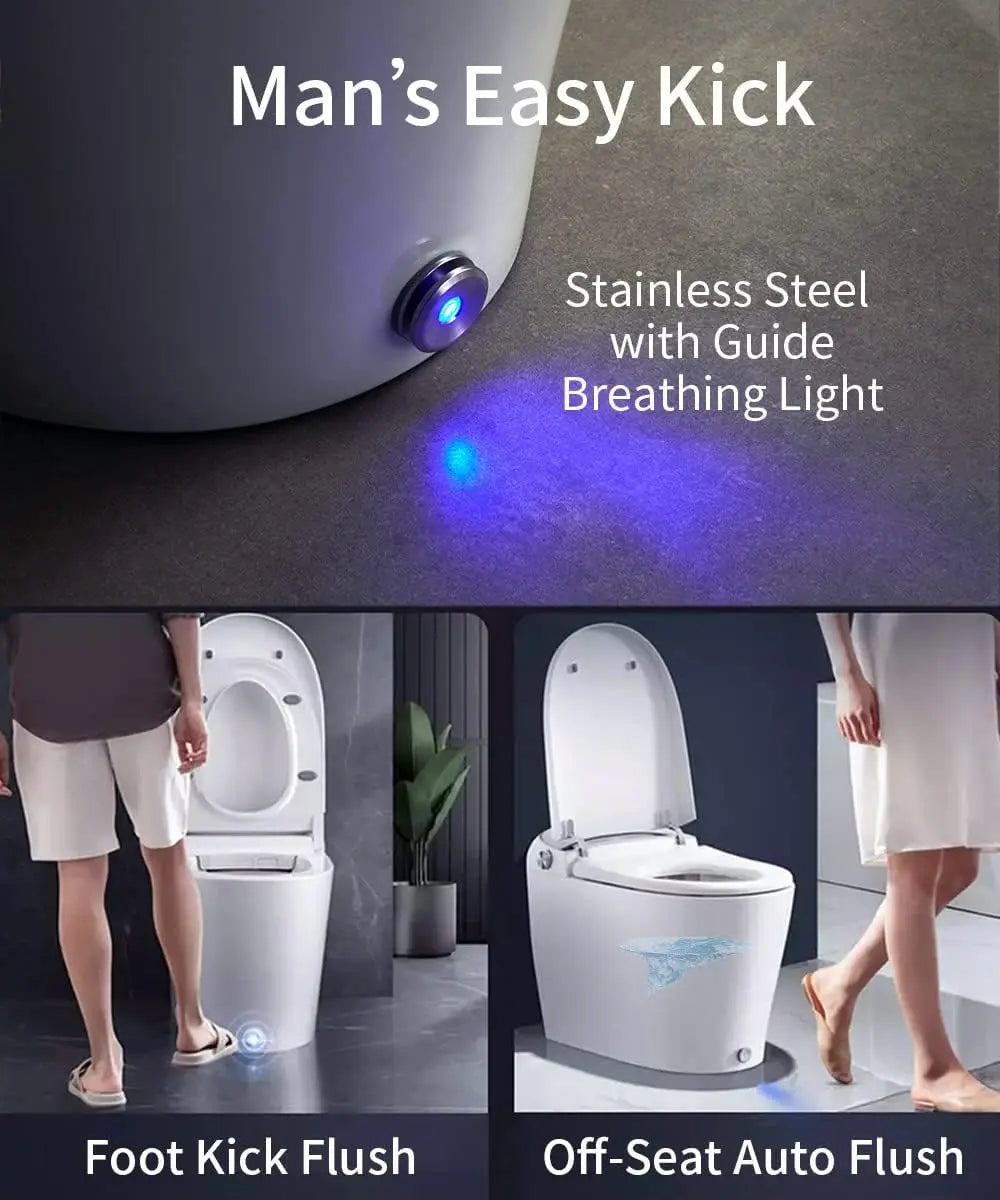 Smart Toilet with Heated Seat, Auto Flush, Foot Kick Flush, and Built-in Bidet