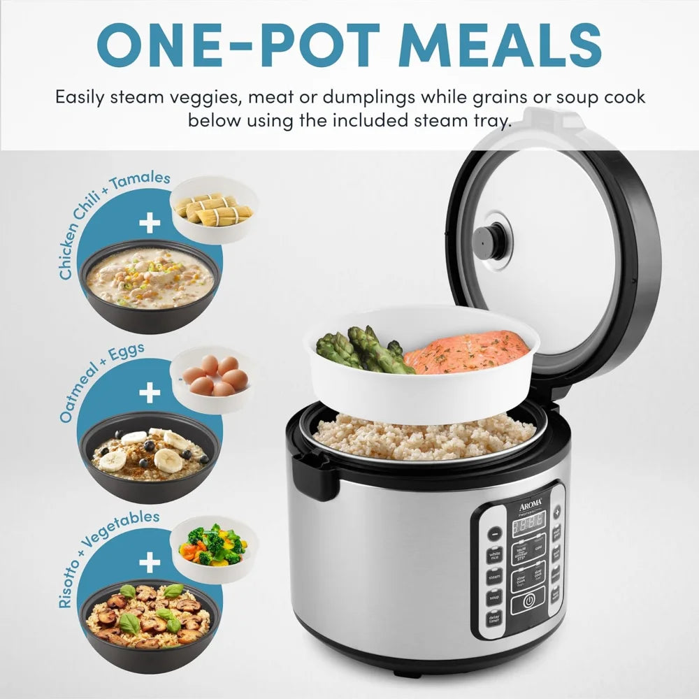 Professional 20-Cup Digital Rice Cooker, Steamer &amp; Slow Cooker – 5Qt. Capacity