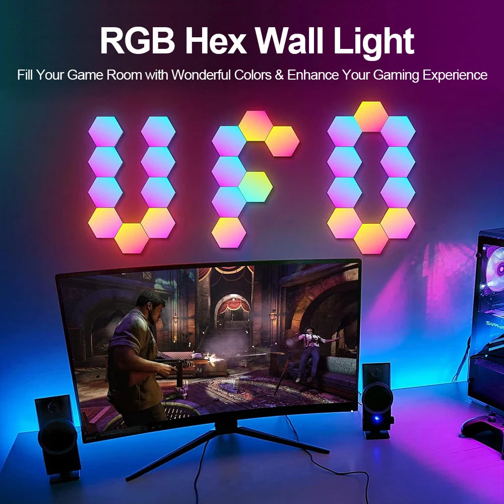 RGB Smart Hexagonal Wall Lamp – Color Changing Ambient Light