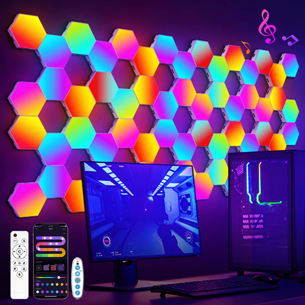 RGB Smart Hexagonal Wall Lamp – Color Changing Ambient Light